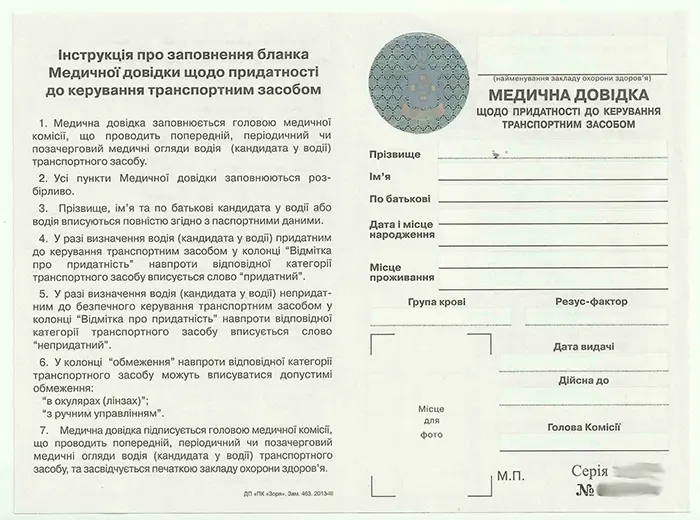 зразок медичної довідки 083 о